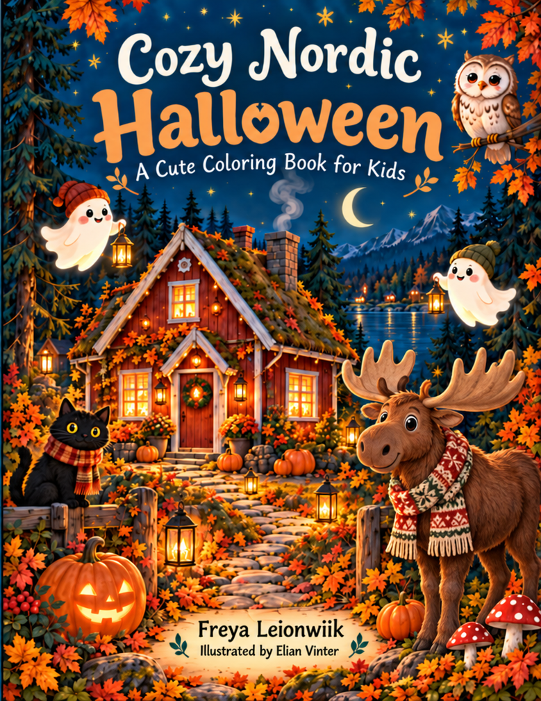 Cozy Nordic Halloween: A Cute Coloring Book for Kids